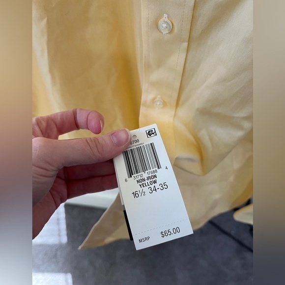 NWT Chaps Pastel yellow button down shirt 16.5 inch neck - Picture 3 of 6